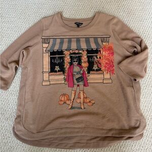 Brown Graphic Sweatshirt with Fall Scene